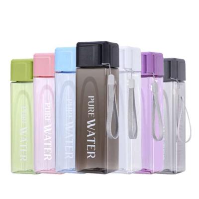 China Outdoor Sports Personality Supplies Practical Simple Viable Leakproof Heat Resistant Cup Bottle Plastic Square Bottle for sale