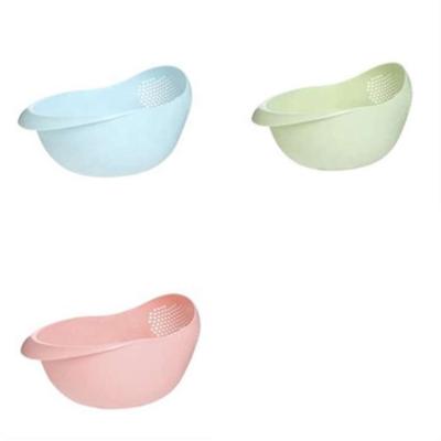 China Colorful Thickened Multi-Functional Plastic Washing Basket Drain Drainer Kitchen Rice Washing Basket Colorful for sale