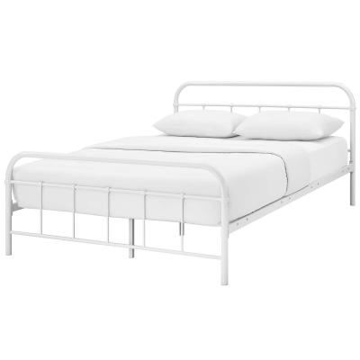 China Durable Full Size Metal Platform Bed Framed Stainless Steel White Metal Bed Base Double Single for sale