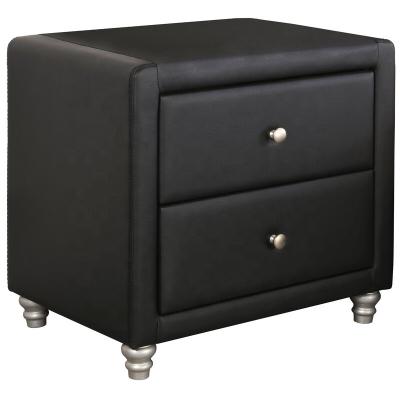 China Convertible upholstered 2 drawer nightstand storage PU leather bedside table for sale