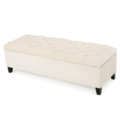 China Ivory Upholstered Chest And Ottoman Convertible Modern Button-Tufted Bench Storage Footstool for sale