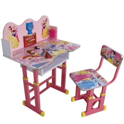 China Easy collect cool kids study table with chair in colorful picture for sale