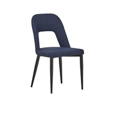 China Foldable Upholstered Fabric With Black Metal Frame Dining Chair For Accent Kitchen Dining Room Back Chairs for sale