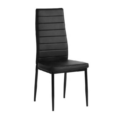 China Foldable Kitchen Chairs Set Of Dining Chair 4 Black With Steel Frame High Back PU Leather for sale