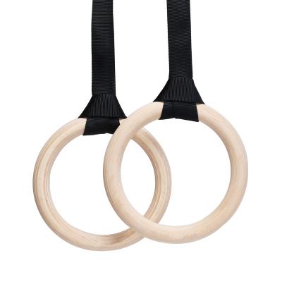 China Cotton Fabric +Wooden Gym Exercise Adjustable Straps Wooden Gymnastic Rings for sale