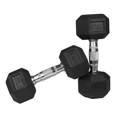 China Dumbbell Fitness Gym Basic Equipment Rubber Covered Hex Dumbbell Rubber Coated Set for sale