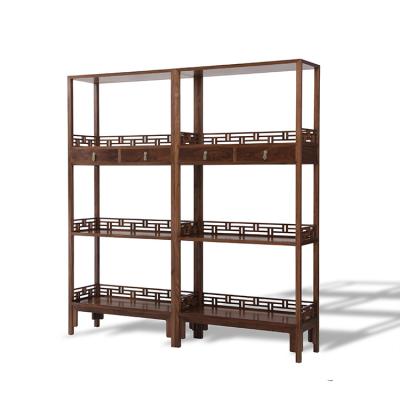 China Black Walnut Wood Furniture (Others) Retro Home Use Room Study Adjustable Chinese Wood Bookcase Furniture Small for sale