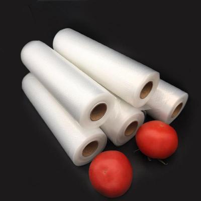 China Disposable PE Kitchen Food Vacuum Bag Storage Bags Airtight Seal Roll Foodsaver Embossed Precut Bag Rolls for sale