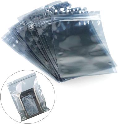 China Fleixble Packing Gray Anti Static Premium Plastic Silver Static Free Resealable ESD Lock Bags For SSD HDD And Electronic Device for sale