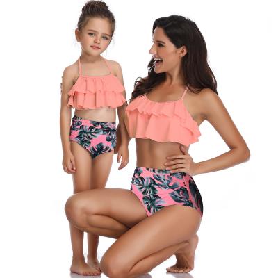 China Breathable Mother and Daughter Swimsuit Printing Two-Piece Set Matching Swimsuit Family Clothes Mom Baby Suit for sale