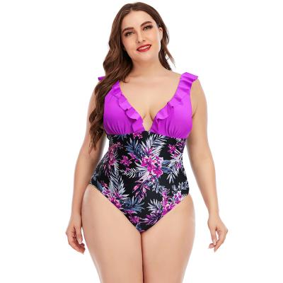 China Viable Factory Price Customize To Accept Plus-size Large Size One-Piece Bikini Swimwear New Print Ruffle Multicolor Swimwear for sale