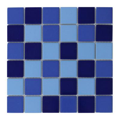 China Glazed Blue Square Glass Metallic Tiles Swimming Pool Mosaic Tile for sale