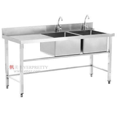 China Modern Strong Stainless Steel Triple Sink Table Bench , Portable Sink With Hot Water for sale