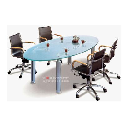 China 4 Seater Modern Modern Meeting Discussion Desk Oval Shape Conference Table With Glass Top for sale