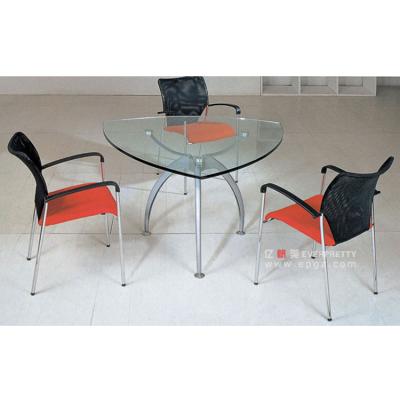 China Small Extendable Modern Glass Top Office Discussion Triangle Conference Table for sale