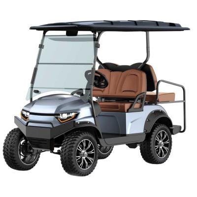 China New 72V 5KW AC Motor Lifted 4 Passenger Hunter Cart Basic Edition Electric Community Golf Carts Off road tire for sale