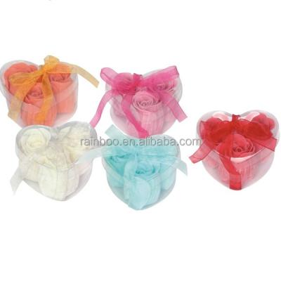 China ANTISEPTIC Heart Shape 3pcs Rose Flower Soap Paper With PP Box For Promotion for sale