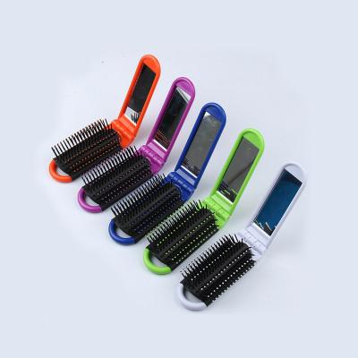 China Pocket Mirror Logo Printed Cheap Plastic Promotional Folding Comb With Mirror for sale