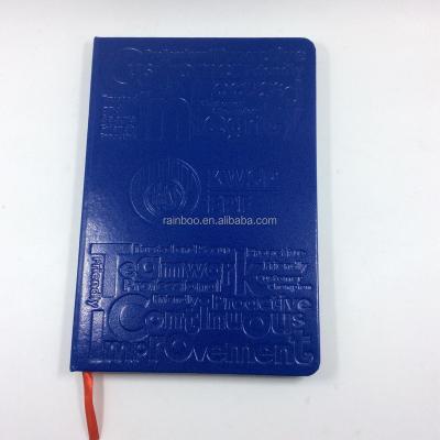 China Sew Hardcover Book Binding Hardcover Embossed Logo PU Notebook with Divider and Monthly Plan for sale