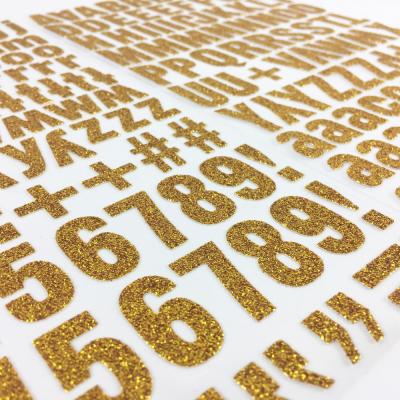 China Custom Decorative Sticker Glitter Alphabet Letters Sticker Sheet for sale