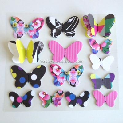 China Custom cute decorative sticker 3d butterfly sticker embellishment for scrapbook for sale