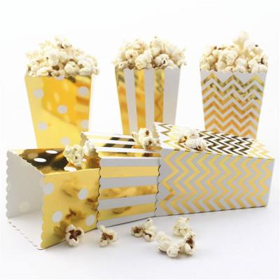 China Recyclable Premium Quality Food Grade Packaging Party FavorGold Stamping Popcorn Paper Boxes Large For Movie Night Or Movie Party Theme for sale