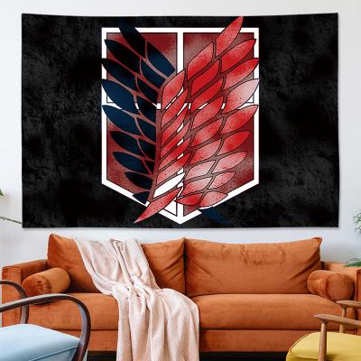 China 150x100cm Art Deco Japanese Anime Tapestry Attack On Titan Wall Decoration Poster Polyester Fabric Manga Wall Hanging Room Decor for sale