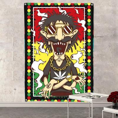 China Hot Selling Custom Made Hotel and Resort Rasta Weed Lion Flags Banners Hemp Flags Fabric Polyester Reggae Decorations 3x5ft 90x150cm for sale