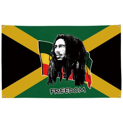 China Hot Sale Family Reunions/Party Bob Marley Freedom Jamaica Flag 5'x3 150x90cm Rasta Reggae Banner with 4 3x5ft grommets Custom Flags for sale