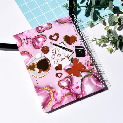 China Hardcover Heart Gold Dust Noise It Notebooks Motorcycle Spiral Lined Notebook Butterfly Diary Book for sale