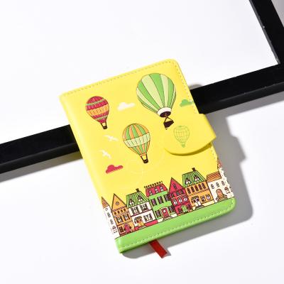 China Leather Hardcover Book PU Cover Diary Notebook Printing Hot Air Balloon Theme Notebooks Magnetic Notepad With Buckles for sale