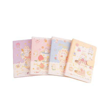 China Hardcover Book Bunny Notebook Mini Cuaderno Magnetic Button Cartoon Notebook for sale