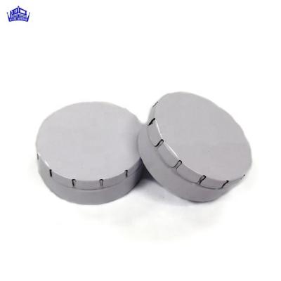 China Small Round Materials Custom Candy Tin Can Packaging Mint Gum Recycled White Snap Tin Box for sale