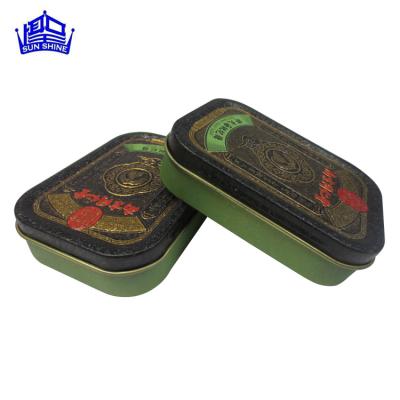 China Recycled Materials Embossing Factory OEM Customize Printing Food Grade Rectangle Tin Box For Candy for sale