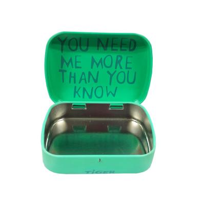 China Recycled Materials Custom Printed Rectangle Mini Mints Tin Box With Hinge for sale