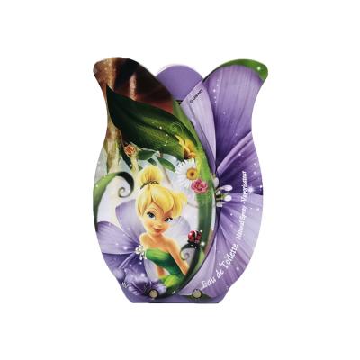 China Recyclable Custom Purple Flower Metal Shape Tin Can Packing Toy Candy Gift Round Tin Box for sale