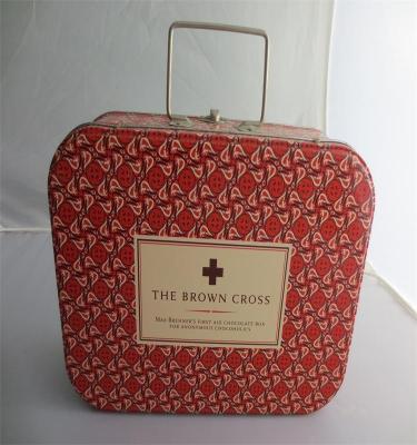 China chocolate & candy gift tin suitcase tin box with handle for wedding to pack chocolate or candy for sale