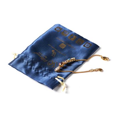 China Recyclable Jewelry Packaging Bags Silk Hair Extension Storage Bags Recyclable Satin Bags With Logo Custom Screen Printing for sale