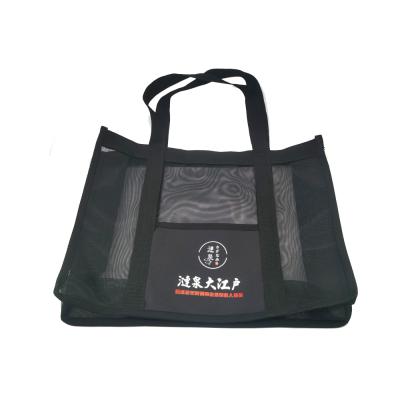 China Mesh Shopping Bag Reusable Recycled Recyclable For Shopping To Accept Custom Logo Foldable Grocery Printed Nylon Mesh Tote Bag for sale