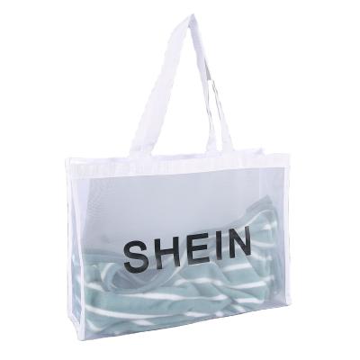 China Recyclable Custom Nylon Mesh Tote Bag Beach Bag Grocery Mesh Shopping Bag Handbags Accept Sample Print Logo for sale