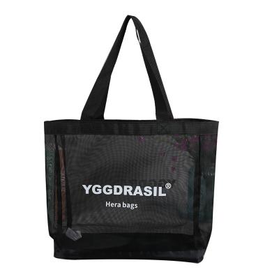 China Wholesale Manufacturer Large Durable Recyclable Mesh Reusable Reusable Breathable Nylon Shopping Bag With Custom Design Printed Logo for sale