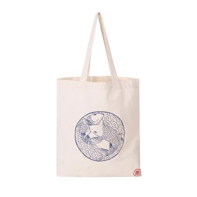 China Reusable Tote Bag Custom Logo Biodegradable Natural Color Shopping Canvas Cotton Handled Low moq Accept Sample for sale