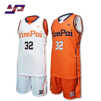 China Breathable Quick dry Sublimation Best Reversible Basketball Uniform Set Color Blue for sale