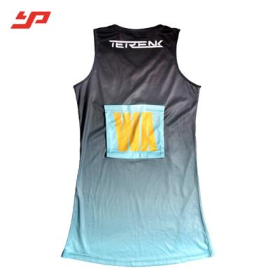 China Custom quick dry sublimated netball dress club logo printing name removable patch netball skirt for sale