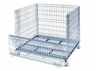 China Mesh container rigid rolling collapsible wire container with caster for sale