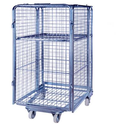 China Service Equipment Supermarket Roll Cage With PU Wheels for sale