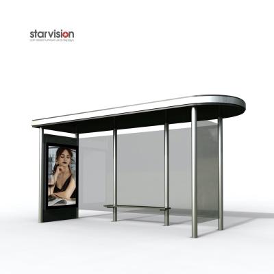 China Flat Roof 1185*1750mm advertising SS Bus Shelter / Smart Bus Stop for sale