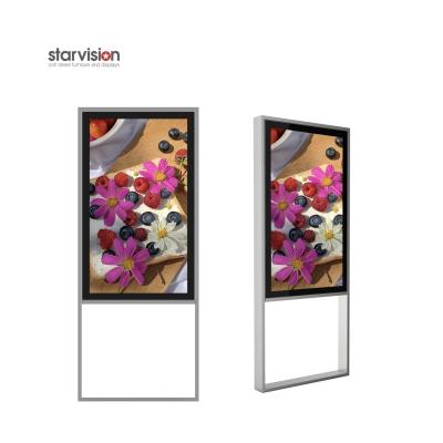 China Aluminum Profile Freestanding Digital Signage 500nits 65