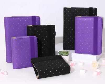 China High Quality Fashion Gifts Dots A5 A6 A7 Diary PU Planner Notebook Gold Elastic Bandage Leather Cover for sale