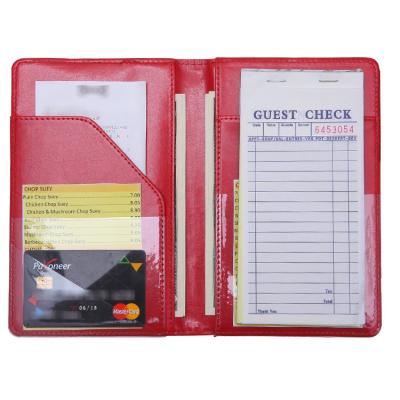 China New Restaurant Double Bifold Sided PU Leather Guest Check Waiter Book Wallet for sale